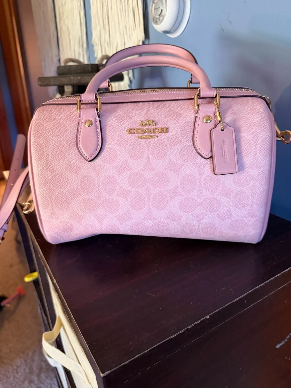 Coach Pink Signature Satchel and Matching Wristlet Set